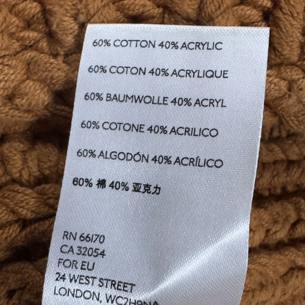 Free People‎ Chunky Knit Cotton Pullover Sweater Brown Mock Neck  Size  S/P